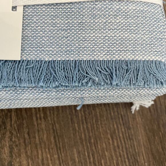 RACHEL ASHWELL The Farmhouse Blue Raw Edge 18 X 18 Cloth Napkins Set 6 NEW - Picture 7 of 9